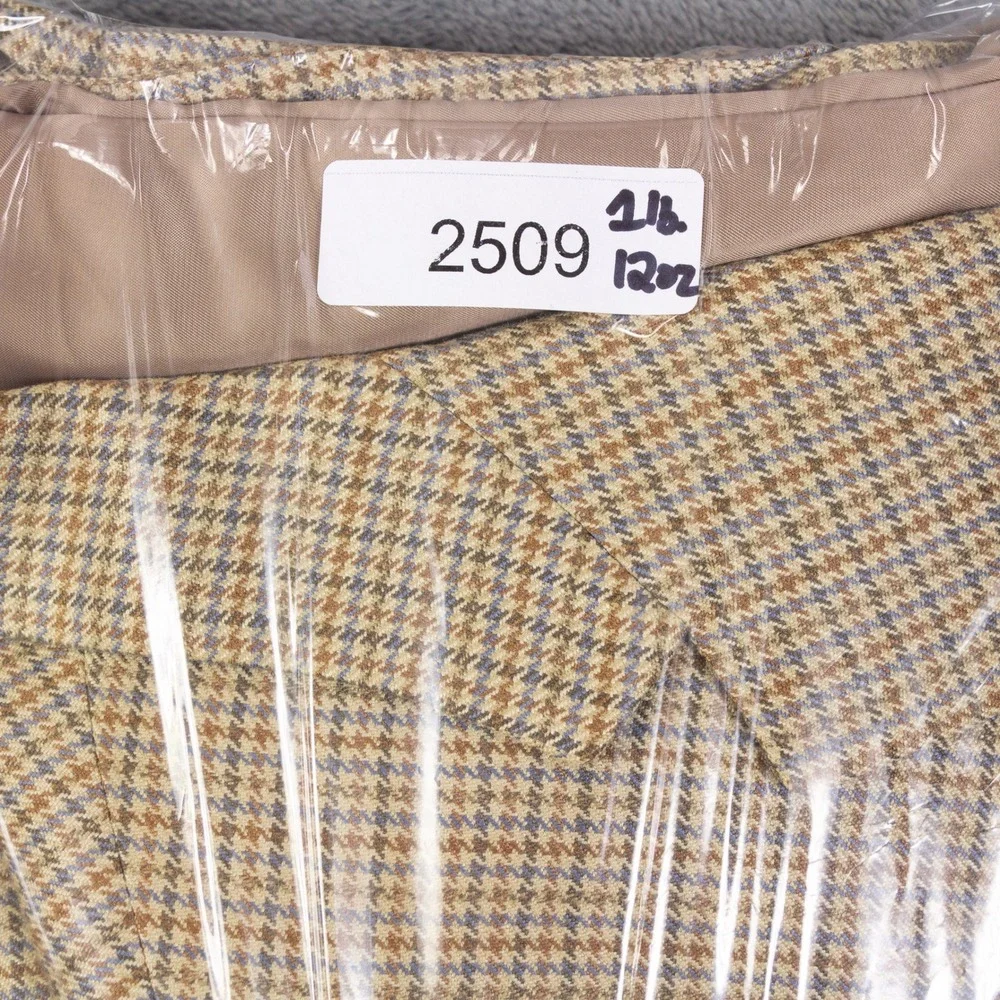 Lauren Ralph Lauren Blazer Mens 48R Tan Brown Houndstooth 100% Silk Sport Coat